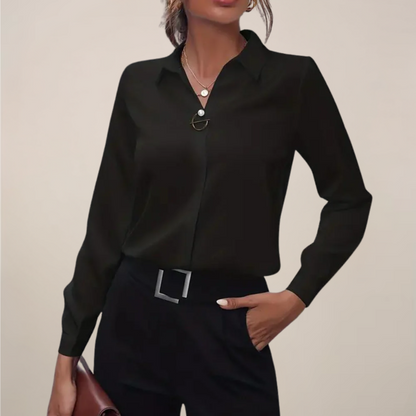 Blouse Chic à Manches Longues avec Col pour Toutes Occasions