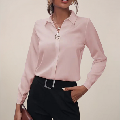 Blouse Chic à Manches Longues avec Col pour Toutes Occasions