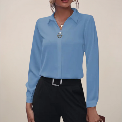 Blouse Chic à Manches Longues avec Col pour Toutes Occasions