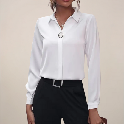 Blouse Chic à Manches Longues avec Col pour Toutes Occasions