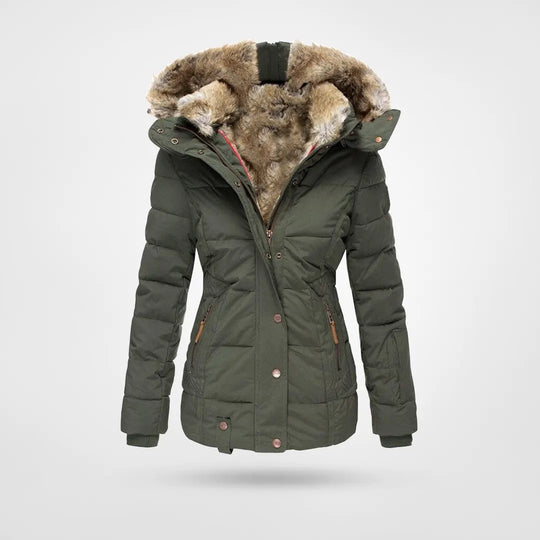 Veste Puffer à Capuche en Fourrure Synthétique pour Femmes - Isolée pour Temps Froid