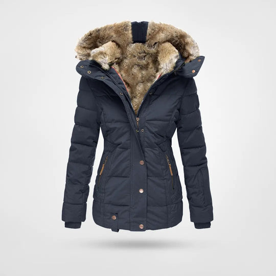 Veste Puffer à Capuche en Fourrure Synthétique pour Femmes - Isolée pour Temps Froid