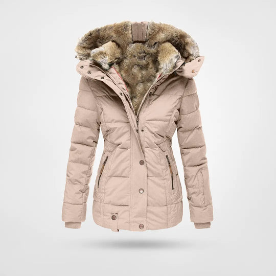 Veste Puffer à Capuche en Fourrure Synthétique pour Femmes - Isolée pour Temps Froid