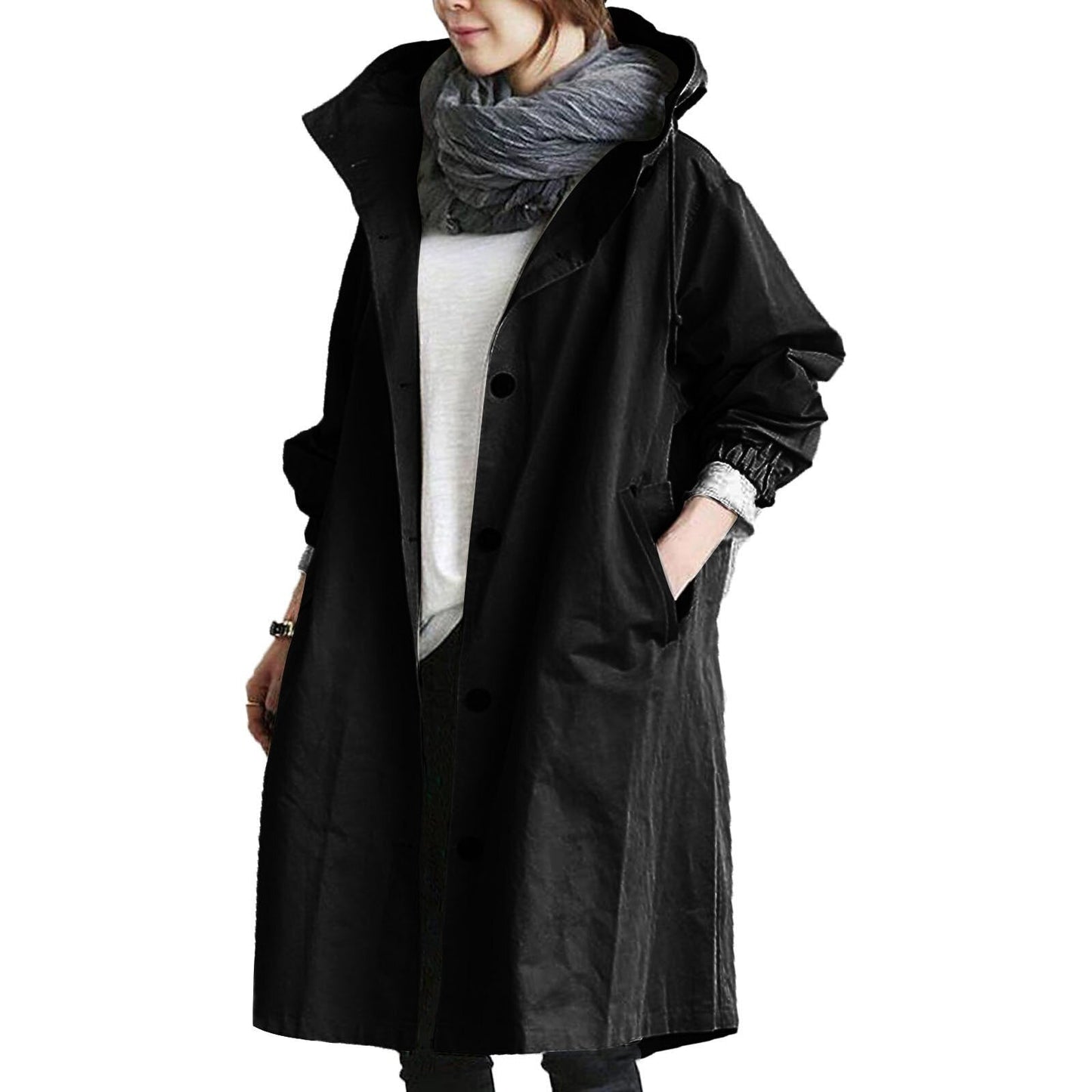 Manteau Long à Capuche Chic pour un Port Tout au Long de l'Année