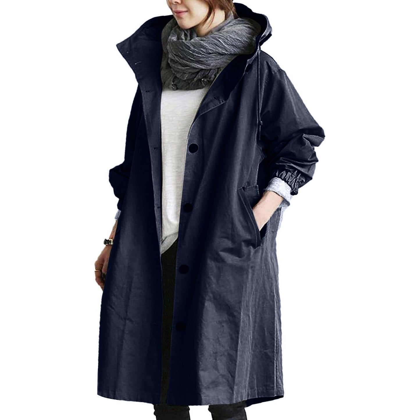Manteau Long à Capuche Chic pour un Port Tout au Long de l'Année
