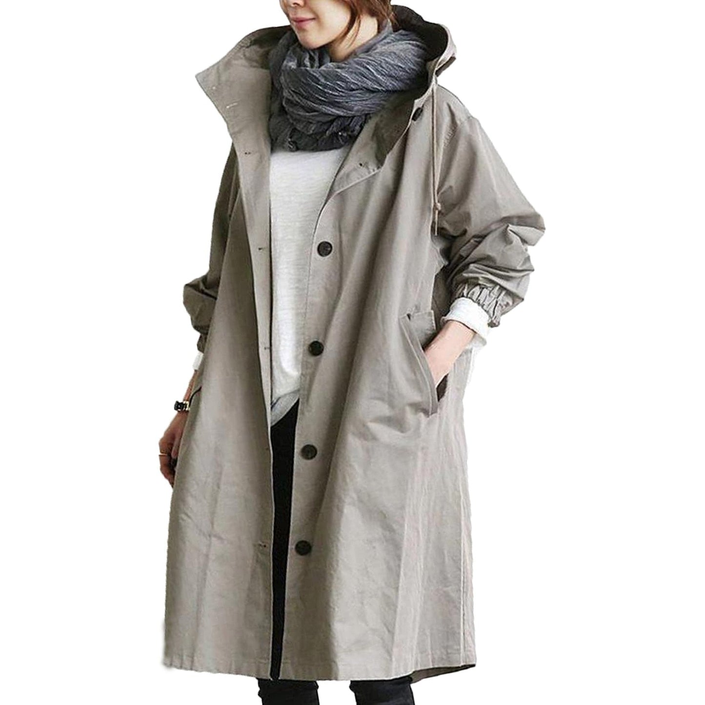 Manteau Long à Capuche Chic pour un Port Tout au Long de l'Année