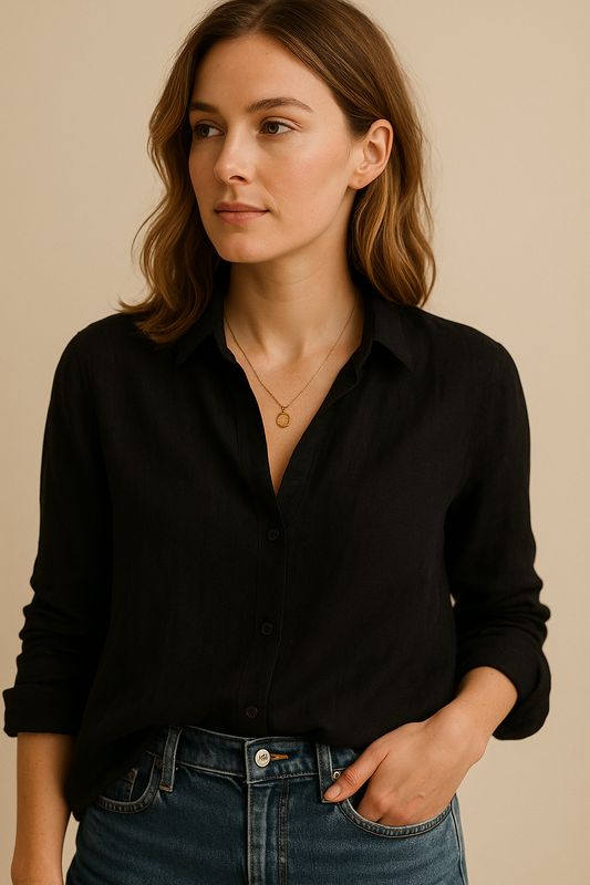 Blouse Chic à Manches Longues avec Col Revers pour Toutes les Occasions