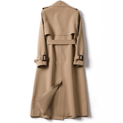 Manteau Trench Longline à Double Boutonnage pour Femme – Vêtement d'Extérieur Élégant avec Ceinture