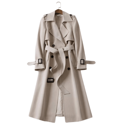 Manteau Trench Longline à Double Boutonnage pour Femme – Vêtement d'Extérieur Élégant avec Ceinture