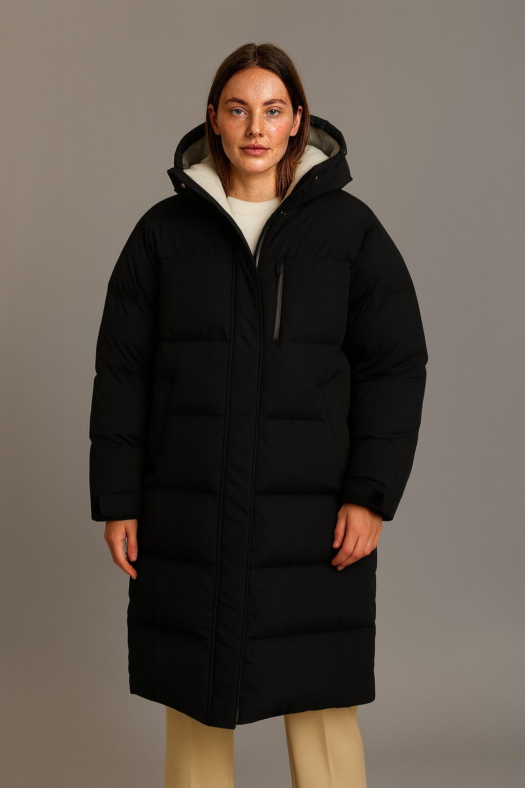 Manteau long en duvet à capuche pour femmes pour les aventures d'hiver