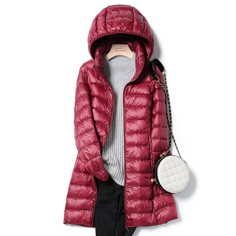 Veste Puffer Longue à Capuche pour Femmes - Style Matelassé pour l'Hiver