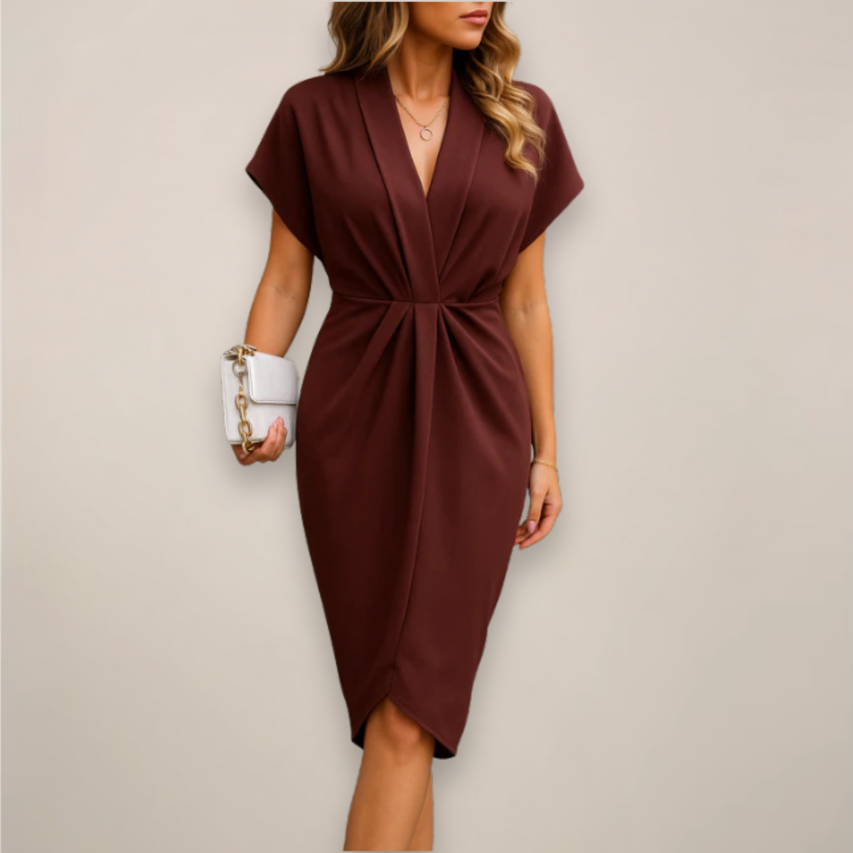 Robe Midi Chic à Enveloppe pour Chaque Événement