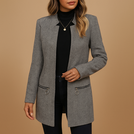 Veste Imprimée Chic pour Femmes avec Épaules Structurées