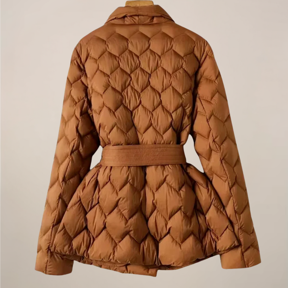Veste Puffer Matelassée Femme avec Taille Ceinturée