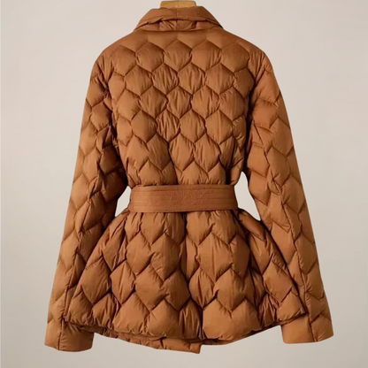 Veste Puffer Matelassée Femme avec Taille Ceinturée