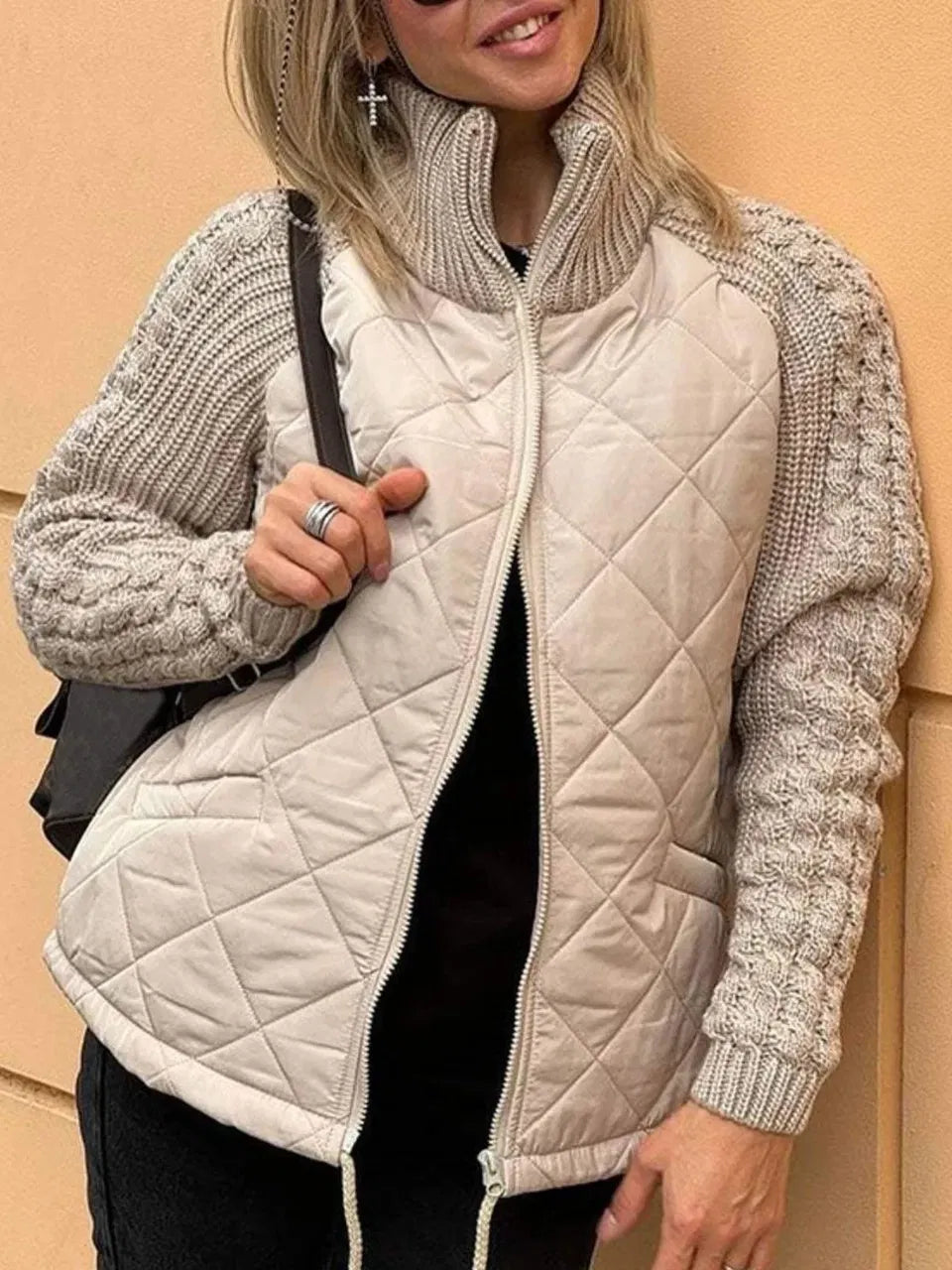 Veste Matelassée à Manches Texturées pour Toutes Occasions