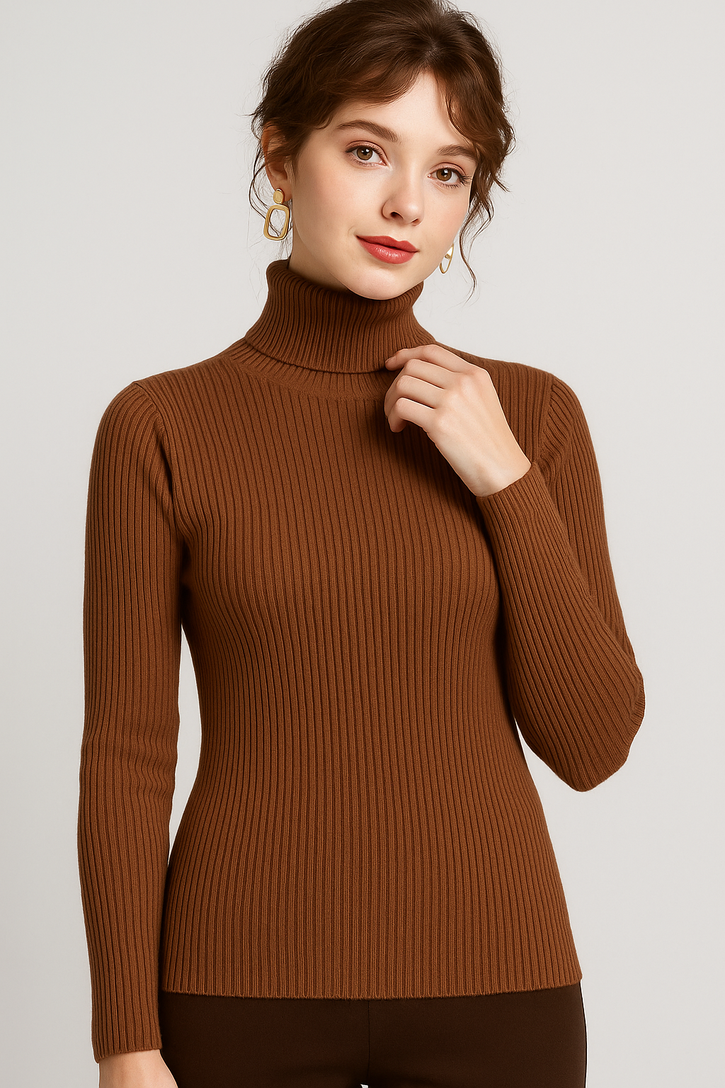 Pull Col Roulé Côtelé Chic pour Toutes les Occasions