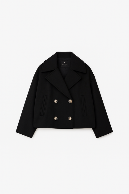 Manteau Court Chic pour Femmes - Revers Larges et Boutonnage Avant pour Chaque Occasion