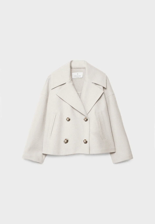 Manteau Court Chic pour Femmes - Revers Larges et Boutonnage Avant pour Chaque Occasion