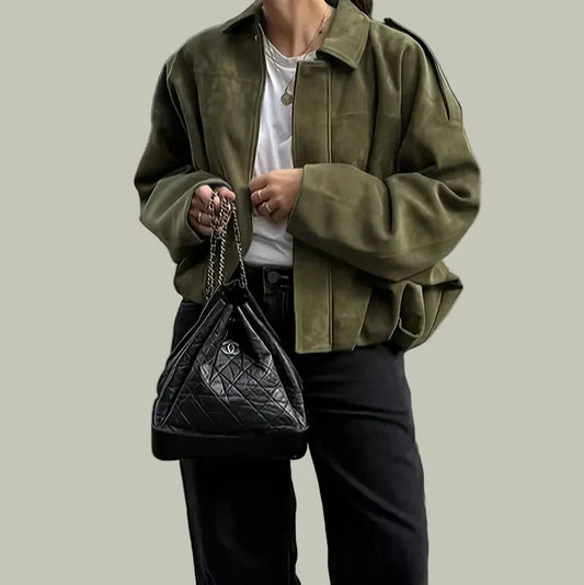 Veste Oversized en Suédine pour un Style Chic