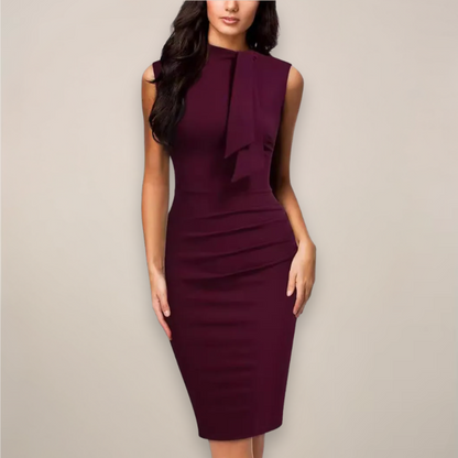 Robe Midi à Col V pour Femmes - Design Chic de Fourreau pour le Travail et les Événements