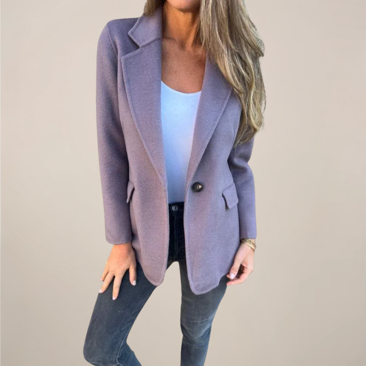 Blazer Chic pour Femmes - Revers Cranté & Poches à Rabat pour le Travail ou les Événements