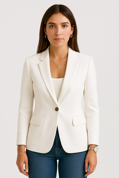 Blazer Blanc Chic pour Femmes - Ajustement Slim Élégant