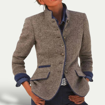 Blazer Court Chic pour Femme avec Col Montant pour un Style Sans Effort