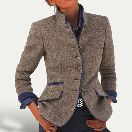 Blazer Court Chic pour Femme avec Col Montant pour un Style Sans Effort