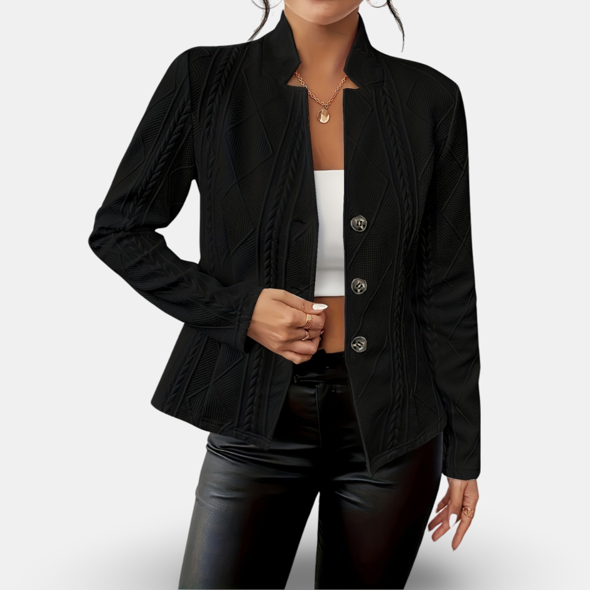Blazer Texturé Chic avec Design Géométrique pour Toutes Occasions