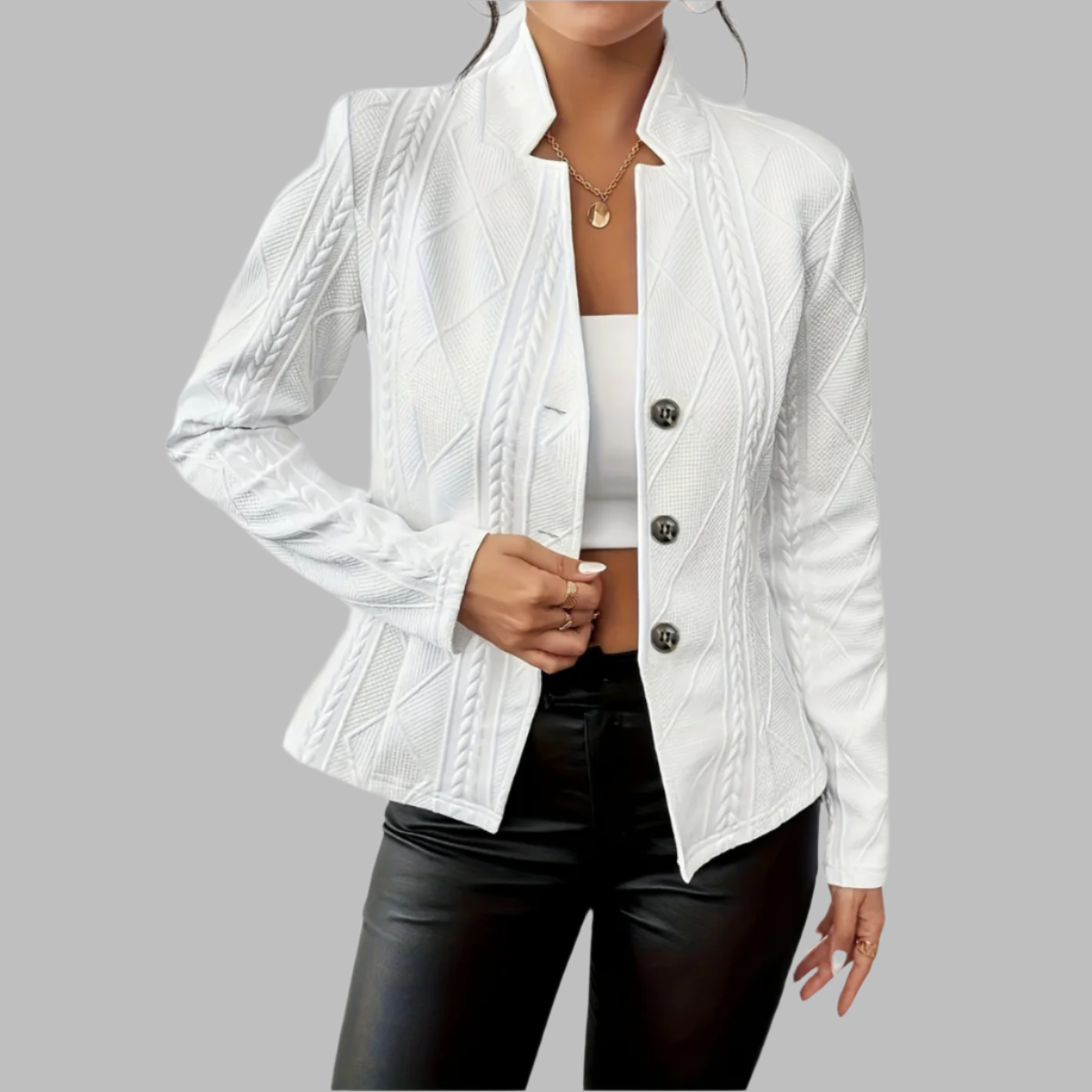 Blazer Texturé Chic avec Design Géométrique pour Toutes Occasions
