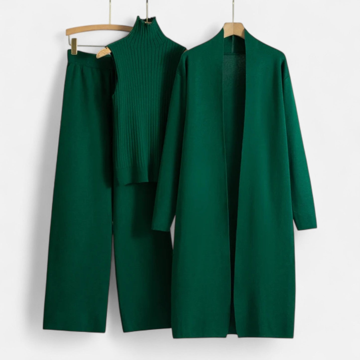 Ensemble Chic Femme en Trois Pièces : Top Sans Manches, Pantalon Large & Cardigan Long pour Toutes Occasions