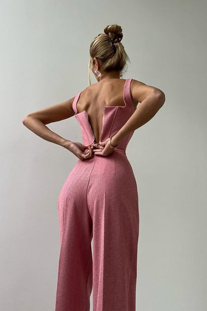 Costume Femme Chic en Trois Pièces : Blazer, Corset, Pantalon Large pour Occasions Élégantes