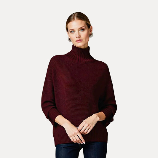 Pull Col Roulé Chic pour Femmes avec Ourlet Fendu Latéral