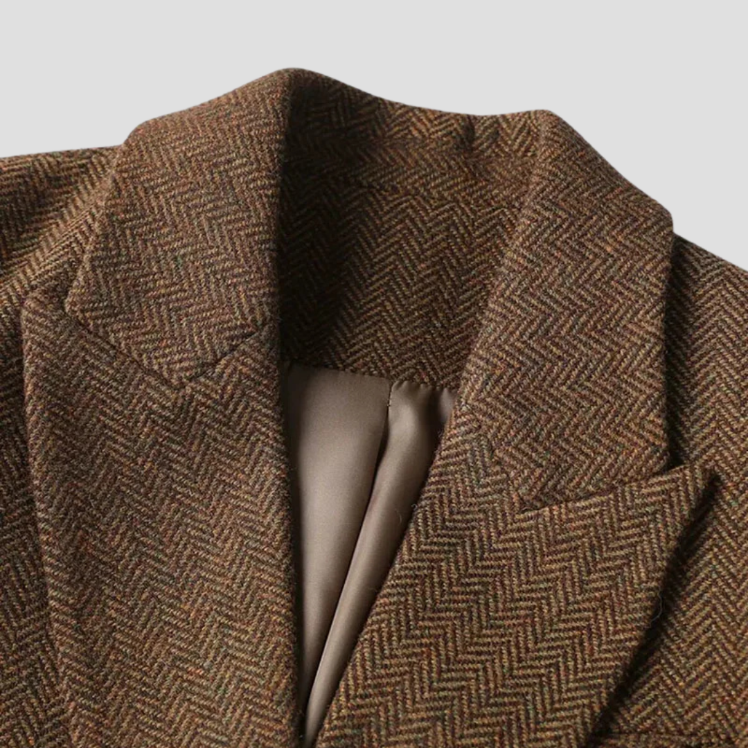 Manteau Blazer en Tweed Chic pour Femmes - Double Boutonnage avec Design Ceinturé