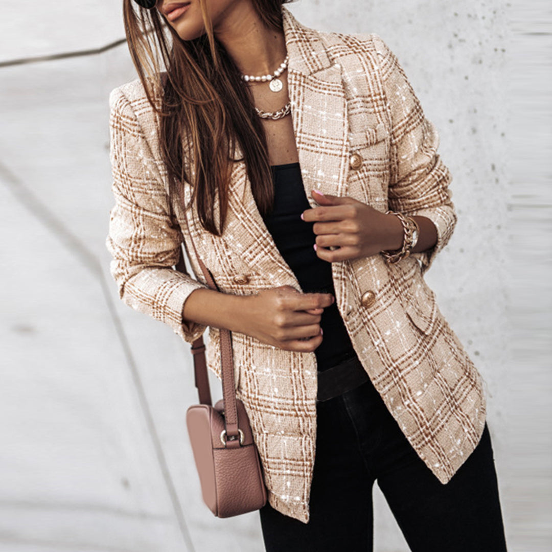 Blazer à Carreaux en Tweed Chic pour Occasions Élégantes
