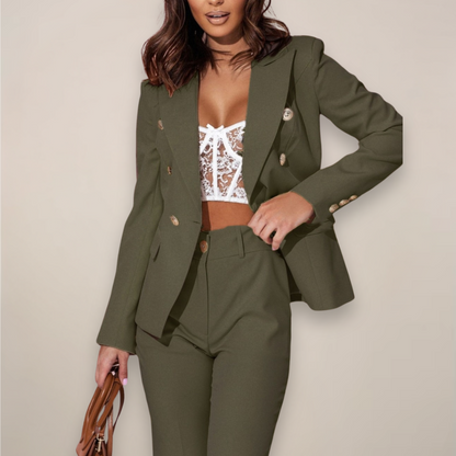 Costume Blazer Chic Femme Deux Pièces pour le Travail et les Événements