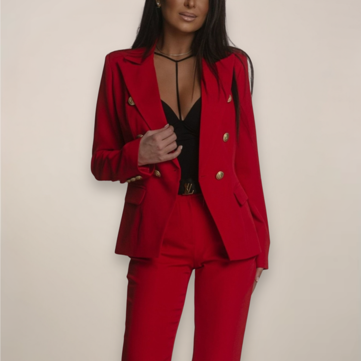 Costume Blazer Chic Femme Deux Pièces pour le Travail et les Événements