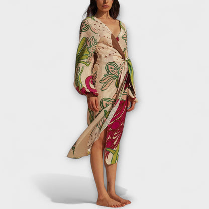 Tracey - Robe Maxi Élégante à Cravate pour Toutes Occasions