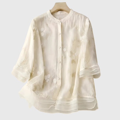 Blouse Florale Brodée pour Occasions Spéciales