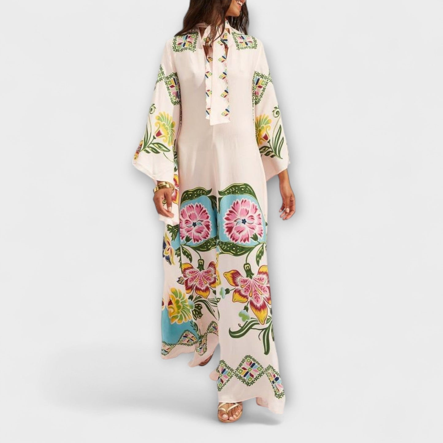 Robe Maxi Imprimée Florale pour Occasions Spéciales