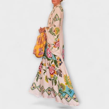 Robe Maxi Imprimée Florale pour Occasions Spéciales