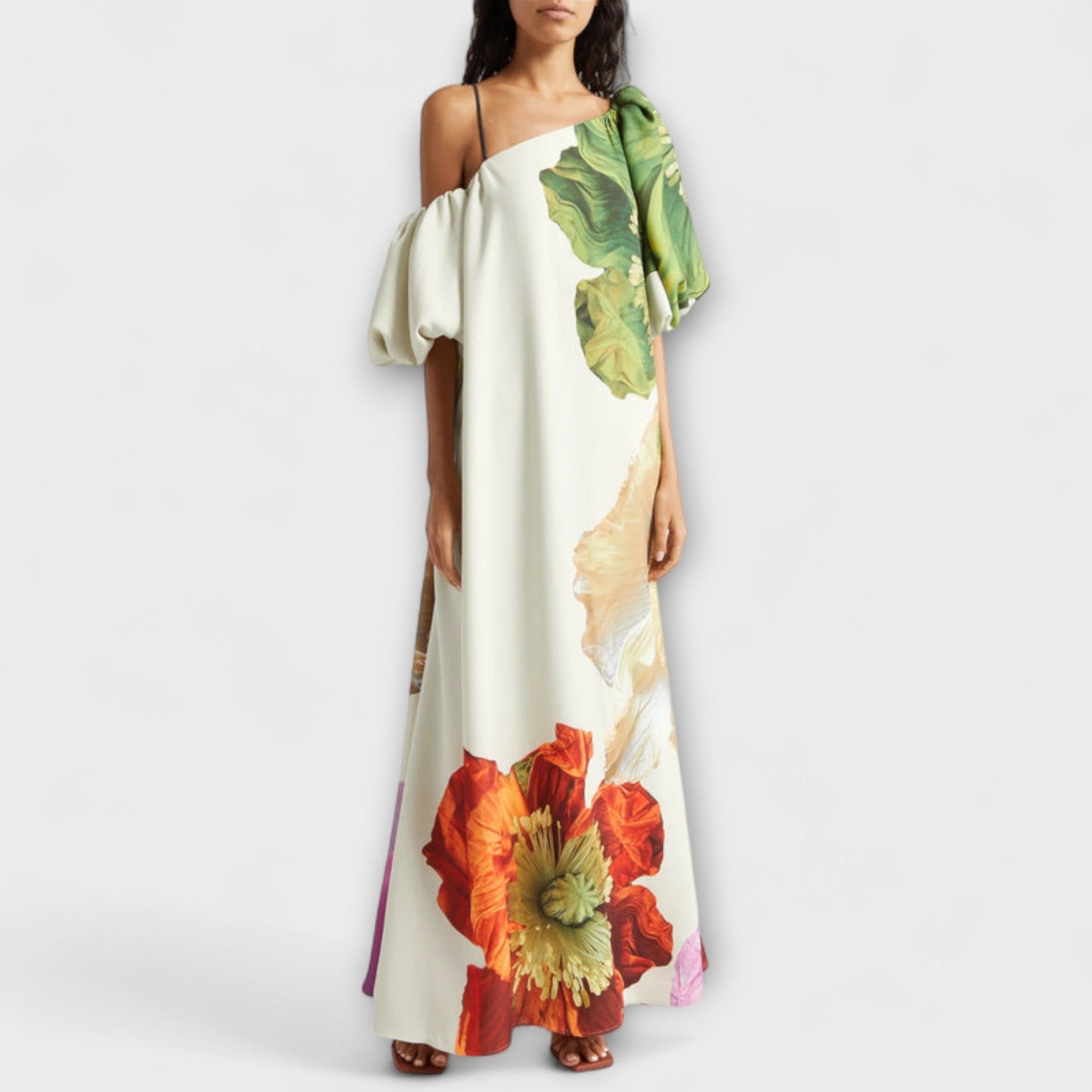 Robe Maxi Asymétrique Florale pour Événements
