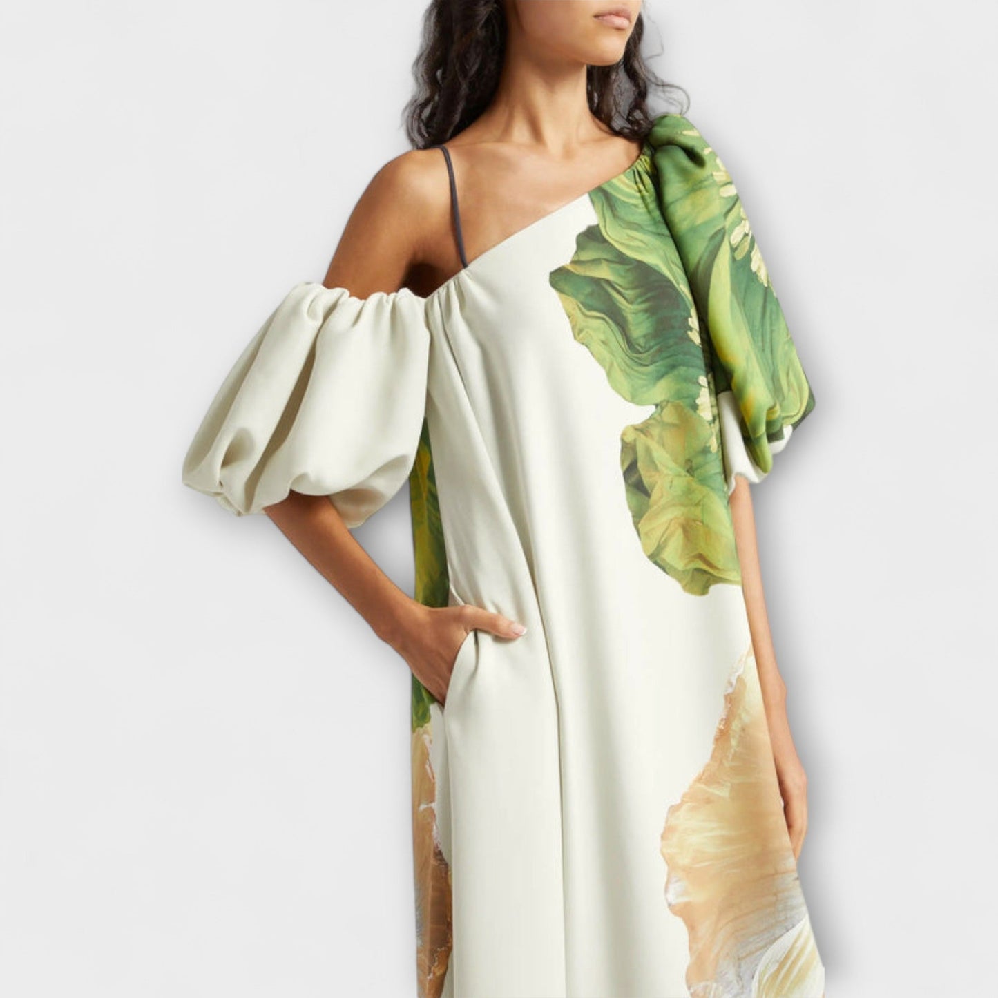 Robe Maxi Asymétrique Florale pour Événements