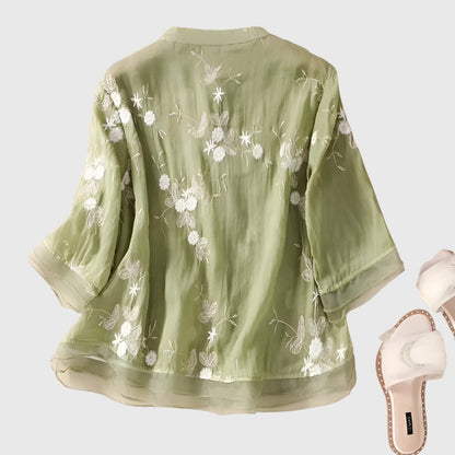 Blouse Florale Brodée pour Occasions Spéciales
