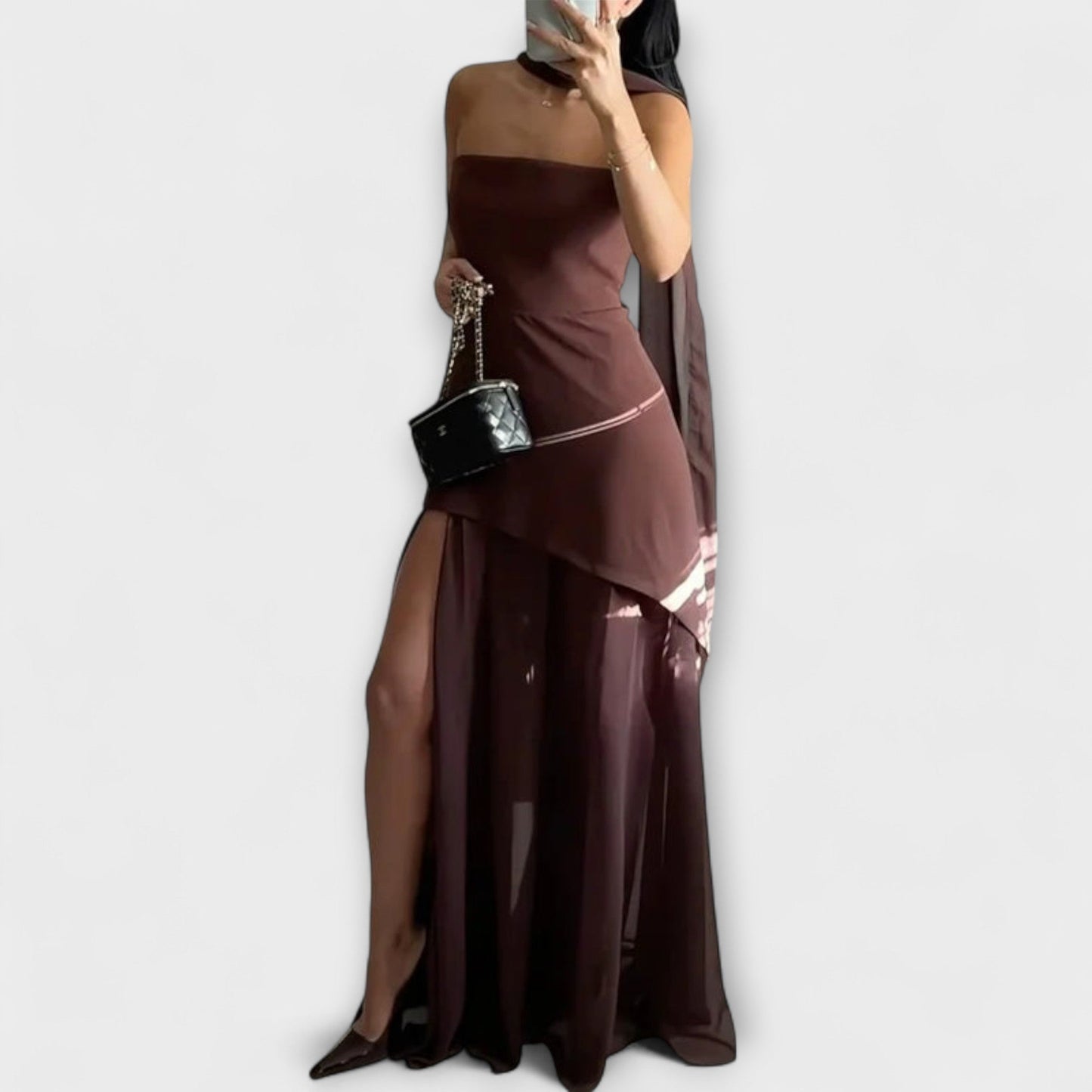 Robe Maxi en Chiffon pour Occasions Spéciales