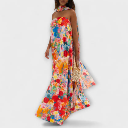 Robe Maxi Floral Sans Épaule pour Événements