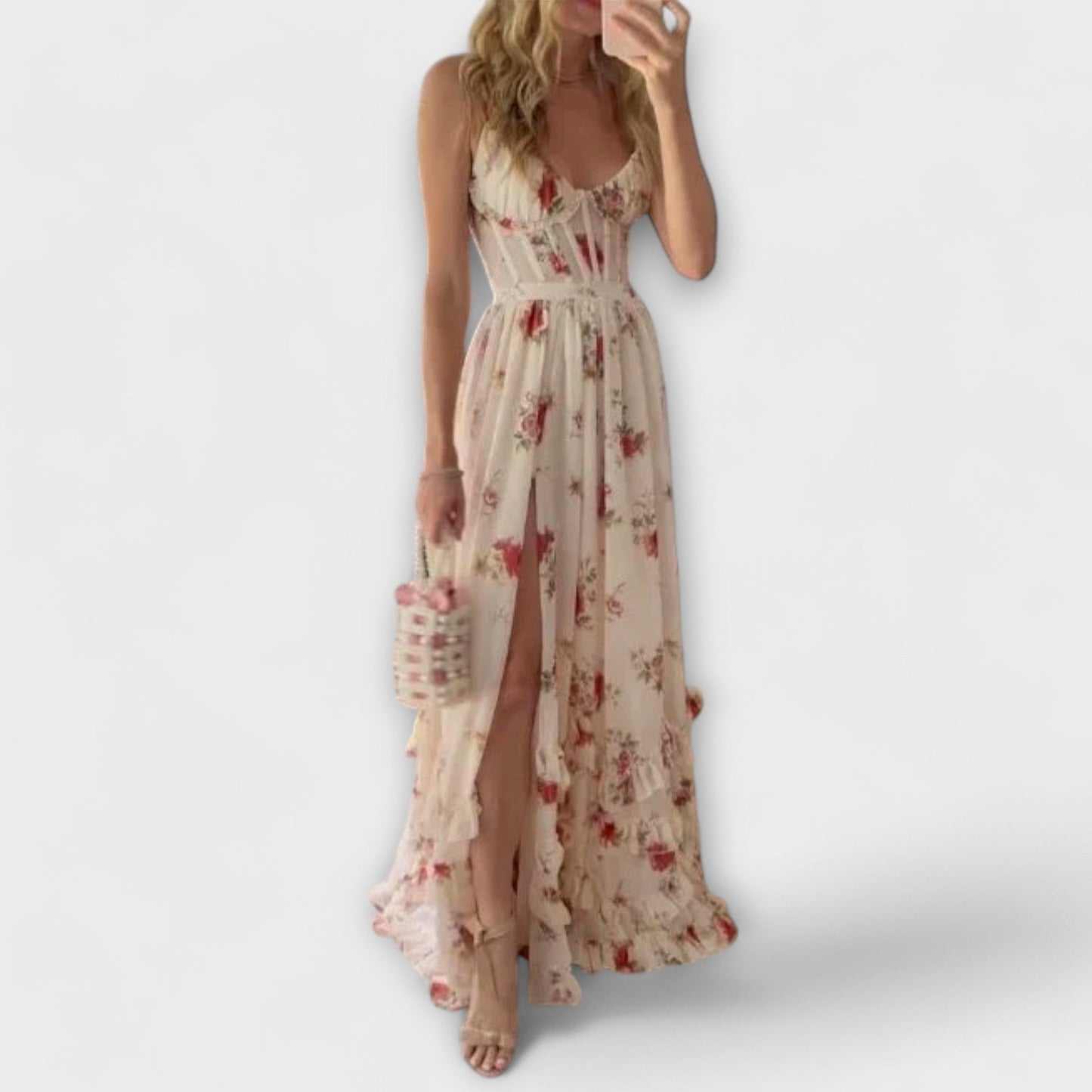 Robe de bal à motif floral pour occasions spéciales