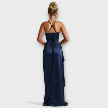 Krissi - Robe Maxi Bleu Marine pour Événements d'Été