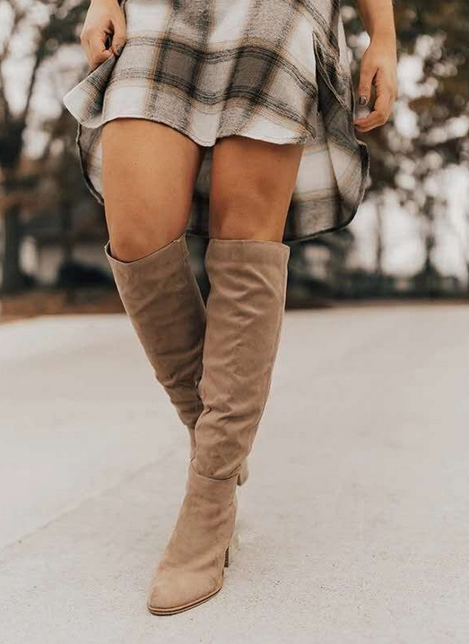 Bottes Genou Eliana en Suède pour un Style Automnal Chic